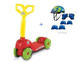 Patinete infantil barato 04-rodas+kit de proteção mini scooty calesita