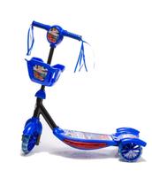 Patinete Infantil Barato Azul Com 3 Rodas E Freio De Carros
