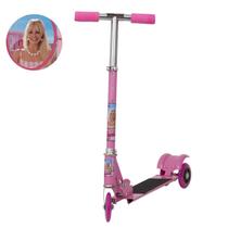 Patinete Infantil Barbie 3 Rodas Dobrável Radical Cor Rosa