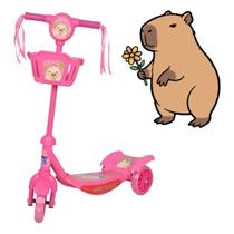 Patinete Infantil C / Cesta Luz E Som Capivara - HK Brinquedos