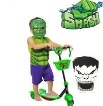 Patinete Infantil Cestinha Verde Mais Roupa Hulk