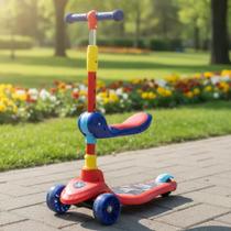 Patinete Infantil com Assento Removivel Guidão de Ajuste Brinquedo Criança Diversão Coordenação Motora Equilibrio Menino Menina 2 em 1