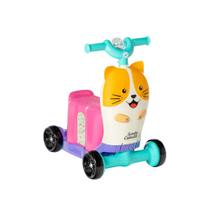 Patinete infantil com banquinho scooty cat rosa - calesita