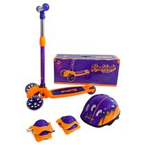 Patinete Infantil Com Led Menino Menina Kit Capacete Criança - Unitoys