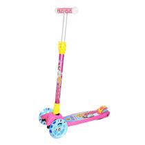Patinete infantil com luz nas rodas e kit de proteção rosa