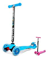 Patinete Infantil Com Luzes iluminação Colorida cor azul 3 Rodas