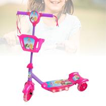 Patinete Infantil Criança 5 6 7 Anos Até 40 Kg Menina Rosa Com Cestinha Led Música