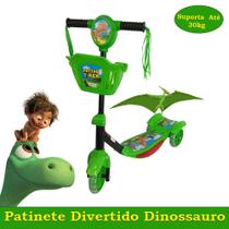 Patinete Infantil Dinossauro 3 Rodas Musica Luzes & Cestinho Importado