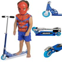 Patinete Infantil Dm Dobrável Ajustável + Fantasia Spider