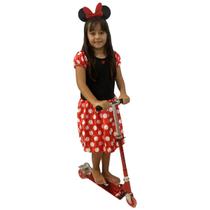 Patinete Infantil Dm Toys 3 Rodas Vermelho + Fantasia Minnie