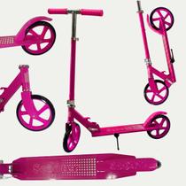Patinete Infantil E Adulto Ajustável Rosa Dobrável Suporta Até 100kg Reforçado Juvenil Regulável