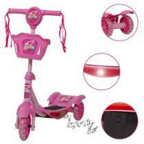 Patinete Infantil Feminino Barbie Radical Ajustável Luz Som