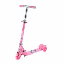 Patinete Infantil Feminino Rosa 3 Rodas De Led Dobrável Scooter Menina Criança