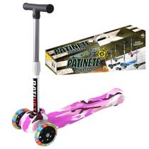 Patinete Infantil Feminino Rosa com Luzes 3 Rodas até 10 anos