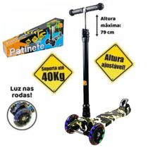 Patinete Infantil Flash Radical 3 Rodas Luz Led Camuflado - Dm Toys