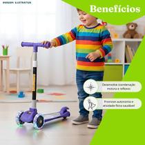 Patinete Infantil Heróis Com Luz Led Três Rodas Divertido Azul
