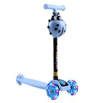 Patinete infantil iluminado scooter 3 rodas em gel led altura ajustavel dobravel completo