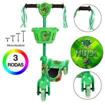 Patinete Infantil Incrível Hulk C Led e Som Verde Cestinha Patinete Infantil Incrível Hulk C Led e Som Verde Cestinha