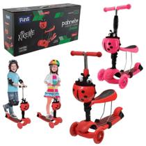 Patinete Infantil Joaninha 2 em 1 Vermelho Rosa - Funs Xtreme