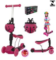 Patinete Infantil Joaninha Com Luzes E Acessórios Diversão