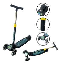 Patinete Infantil Luz 3 Rodas Brilhante Radical Com Led Preto