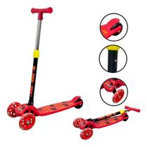 Patinete Infantil Luz 3 Rodas Brilhante Radical Com Led Vermelho