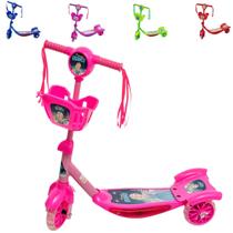 Patinete Infantil Luz De Led 3 Rodas Cesto Música Menino Menina Criança