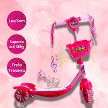 Patinete Infantil Luz e Música de 3 Rodas Azul e Rosa Kids