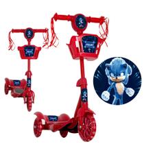 Patinete Infantil Masculino Sonic Vermelho com Luz e Som - Toys 2U