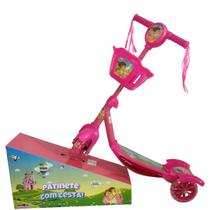 Patinete Infantil Menina rosa claro 3 rodas Musical Luzes - Analu Kids