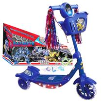 Patinete Infantil Meninos Transformes Azul Luzes Som 3 Rodas