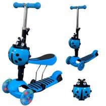 Patinete Infantil Motoca 2 Em 1 Cesta Joaninha Menina Menino Cor Azul