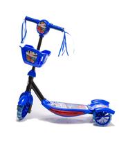 Patinete Infantil Musical Azul 3 Rodas Com Luzes e Cestinha. - DM Toys