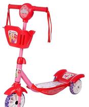 Patinete Infantil Musical Com Luz de Led e Cestinha Disney PRINCESAS Brink