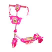 Patinete Infantil Musical Rosa 3 Rodas Com Luzes E Cestinha - Dm Toys