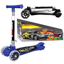 Patinete Infantil p/ Meninos Carros com Luzes Som e 3 Rodas