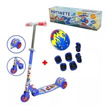 Patinete Infantil Patrulha Da Justiça Capacete Kit Proteção