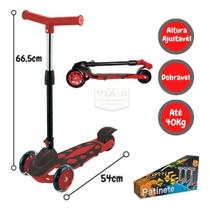 Patinete Infantil Power Vermelho 3 Rodas Dobrável 40kg