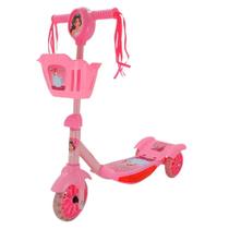 Patinete Infantil Princesas 3 Rodas com LED e Música para Meninos e Meninas