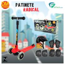 Patinete Infantil Radical Junior 40kg + Kit Proteção