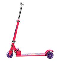 Patinete Infantil Rosa 03 Rodas Led Dobrável Freio Traseiro