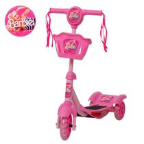 Patinete Infantil Rosa Barbie Regulável Cesta Suporta 20kg