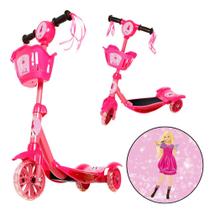 Patinete Infantil Rosa Barbie Resistente Scooter Cestinha - TOYS 2U
