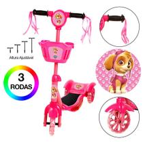 Patinete Infantil Rosa d Patrulha Canina 3 Rodas Com Led/Som - Toys 2U