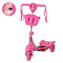 Patinete Infantil Rosa da Barbie 3 Rodas Com Led e Som - Zein