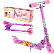 Patinete Infantil Rosa Princesas Disney Scooter Com 2 Rodinhas Com Luzes Para Crianças - Etitoys