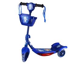 Patinete Infantil Scooter 3 Rodas Haste Regulável Freio na Roda Traseira Cestinha Com Som Luz Led