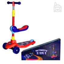 Patinete Infantil scooter dobrável com Led 3 rodas 2 em 1 até 50 kg com Assento Ajustável Patinete Infantil scooter dobrável com Led 3 rodas 2 em 1 até 50 kg com Assento Ajustável