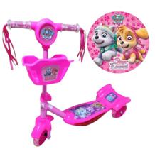Patinete Infantil Scooter Patrulha Canica Musical Cesta Luzes 3 Rodas