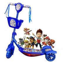 Patinete Infantil Scooter Patrulha Canica Musical Cesta Luzes 3 Rodas